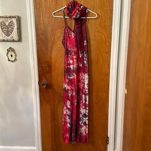 100% Silk L Slip Dress with Scarf Vintage 90’s Sundress